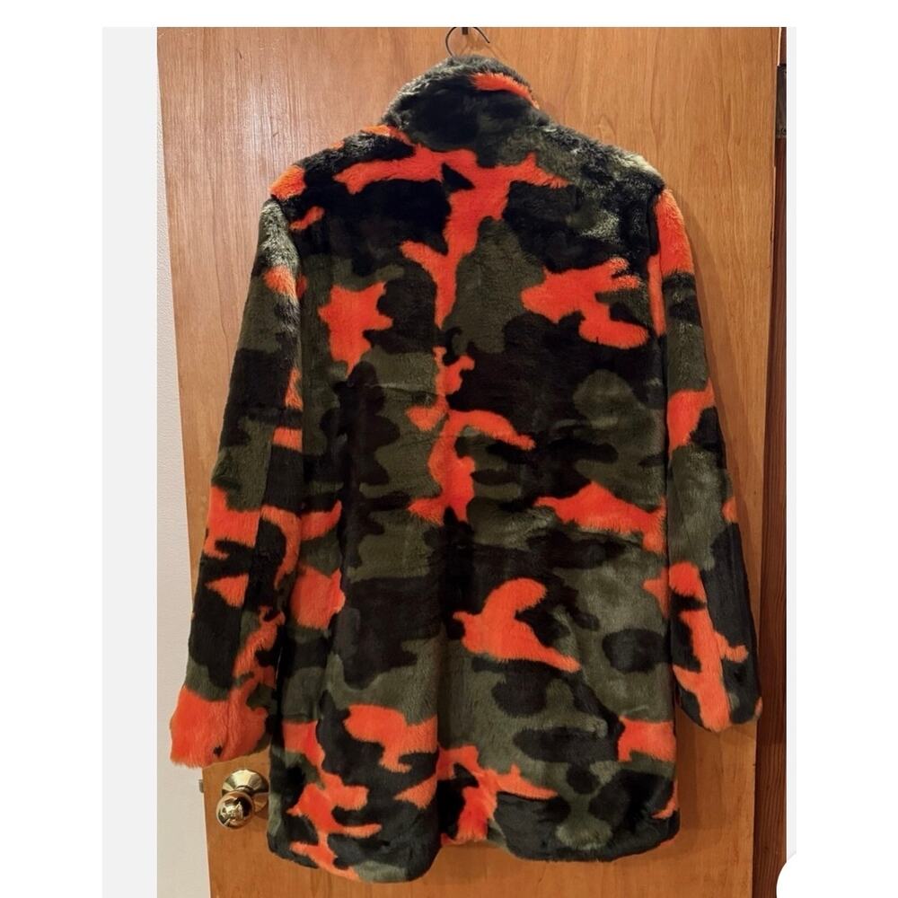 Apparis Faux Fur Jacket. Black, Orange and Green - Picture 10 of 12